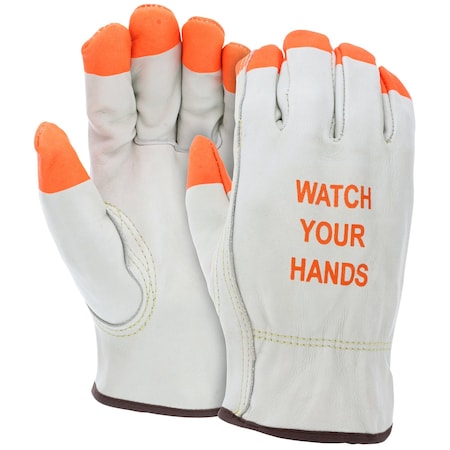Mcr Safety Gloves, Eco Grd Drvr Key Thb HiViz Org FT/logo, XXXL, 12PK 3215PIXXXL